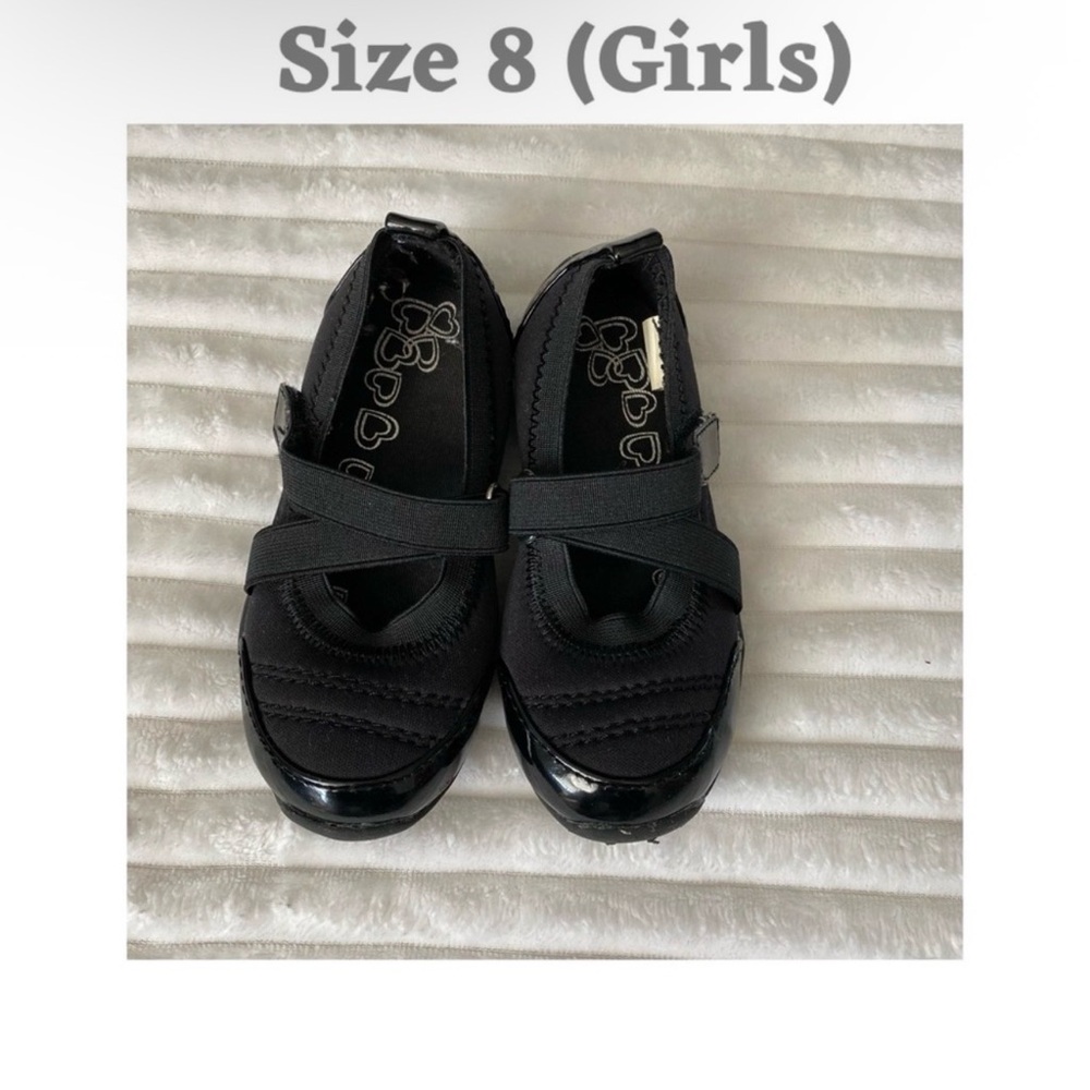 The Children's Place Girls Mary Jane Flats Black Heart Accent Size 8